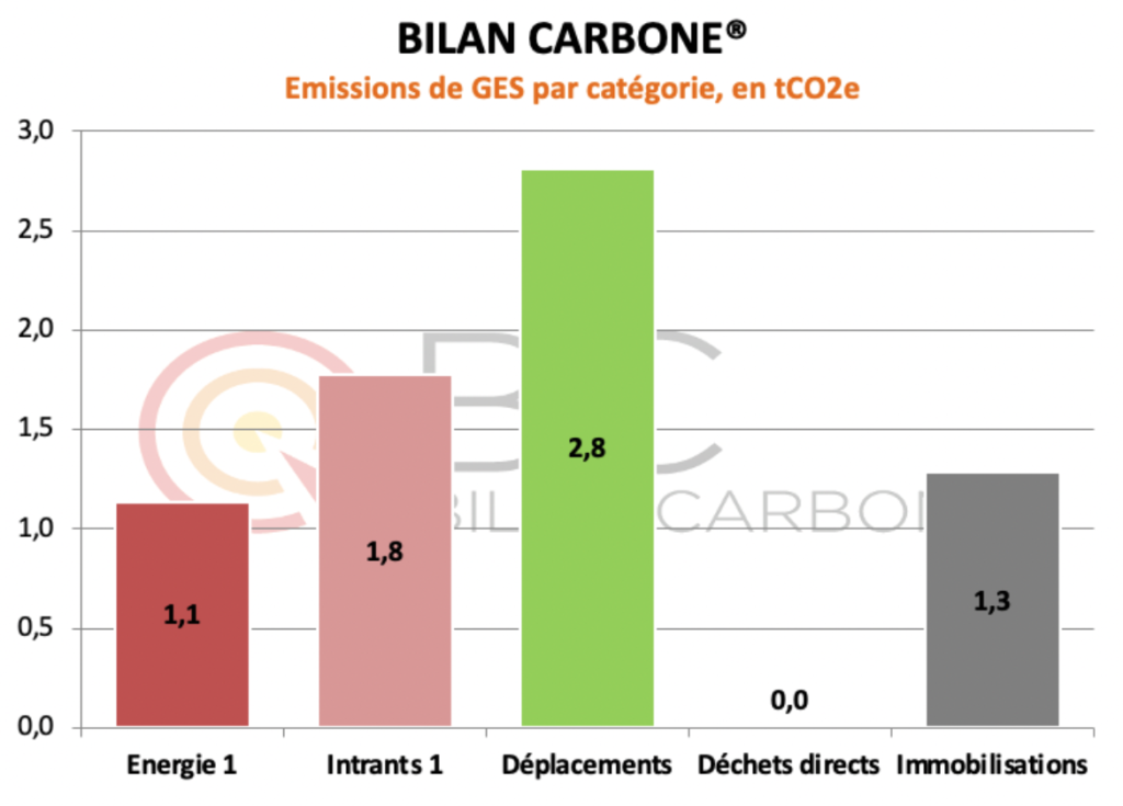  Tonnes de CO2eq émises par Dalle Consulting par source d’émission